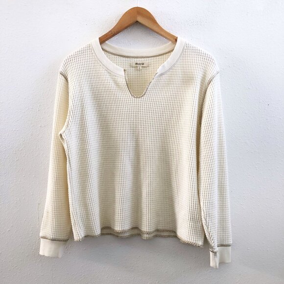 MADEWELL Waffle Split-Neck Crop Tee Size Small - Picture 2 of 10